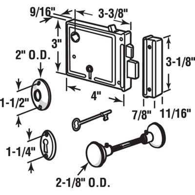 Image showing  Horizontal Trim Lock Set, 3-3/8 in. Backset, Black Housing with Brass Plated Knobs, 1 Set, E 2478