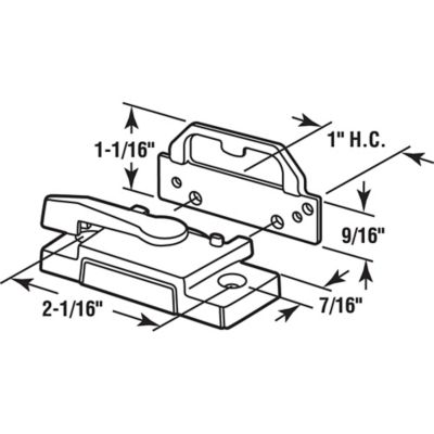 Image showing  Sash Lock with Face-Mount Keeper, 2-1/16 in. HC Spacing, for Vertical Sliding Windows, White