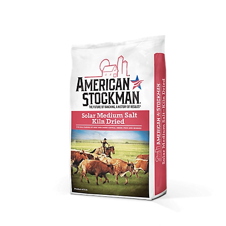 American Stockman Kiln-Dried Solar Medium Livestock Salt, 50 lb.