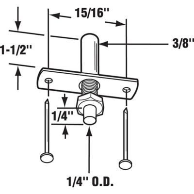 Image showing  Bi-Fold Closet Bottom Pivot, Nail Down Style, 1/4 in. Steel Pivot, 2 pk., N 6613