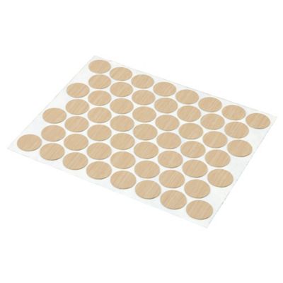 Prime-Line Maple Screw Hole Covers, Self-Adhesive, Smooth, Plastic, 53 per Sheet, KD 16083