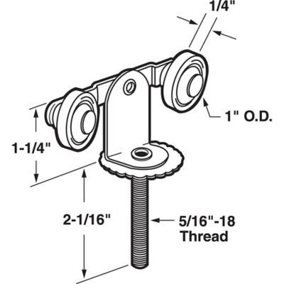Image showing  3 in. Nylon Top Mount Closet Door Tandem Flat Rollers, N 6529