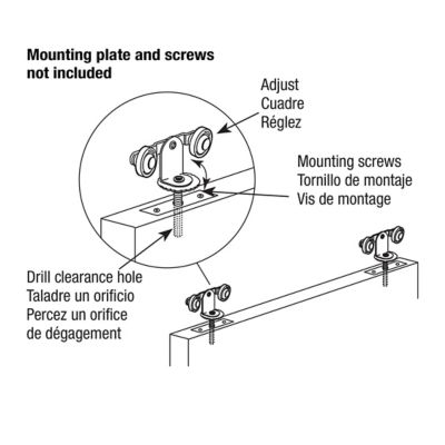 Image showing  3 in. Nylon Top Mount Closet Door Tandem Flat Rollers, N 6529