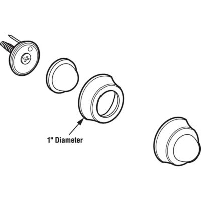 Image showing  Wall Stop, 1 in. Outside Diameter, Cast Brass, Brushed Chrome with Rubber Bumper, MP4647-1