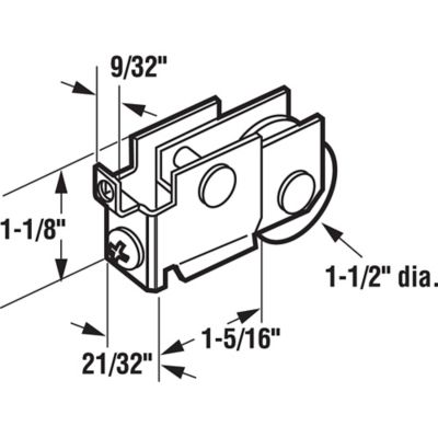 Image showing  Mirror Door Roller, 1-1/2 in. Nylon Wheel, N 7125