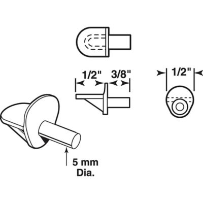 Image showing  5 lb. 5 mm Clear Plastic Shelf Support Pegs, 8 pk., U 10147