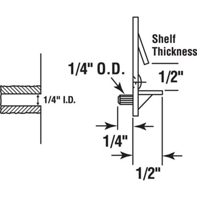 Image showing  Self-Locking Shelf Support Peg, 1/4 x 1/2in. Clear, 4 pk., U 11299