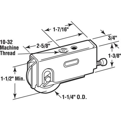 Image showing  Sliding Door Roller Assembly, 1-1/4 in. Diameter, Steel Ball Bearing, MP1723