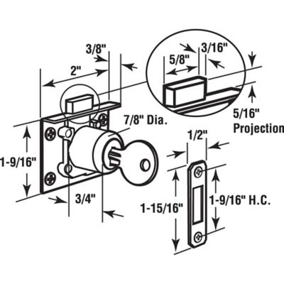 Image showing  Drawer and Cabinet Lock, Mortise, U 10666