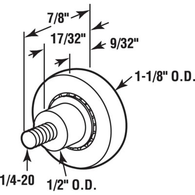 Image showing  1-1/8 in. Nylon Ball Bearing Drawer Rollers, White, 2-Pack