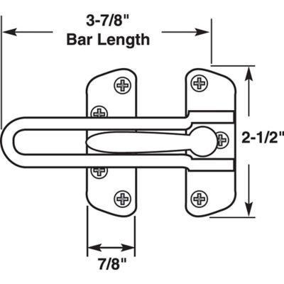 Image showing  Swing Bar Lock for Hinged Swing-In Doors, 3-7/8 in. Bar Length, Brushed Chrome, U 9901