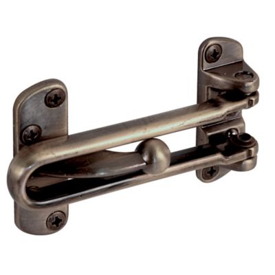 Prime-Line Swing Bar Lock for Hinged Swing-In Doors, 3-7/8 in. Bar Length, Antique Brass Finish, U 9899