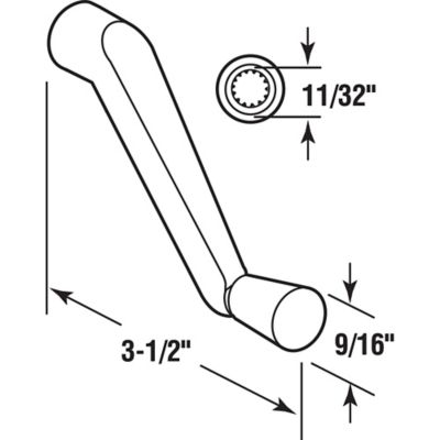 Image showing  Casement Operator Crank Handle with 11/32 in. Bore, White, 2 pk., H 4320