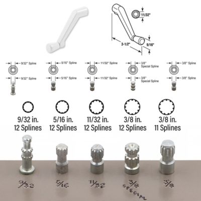 Image showing  Casement Operator Crank Handle with 11/32 in. Bore, White, 2 pk., H 4320