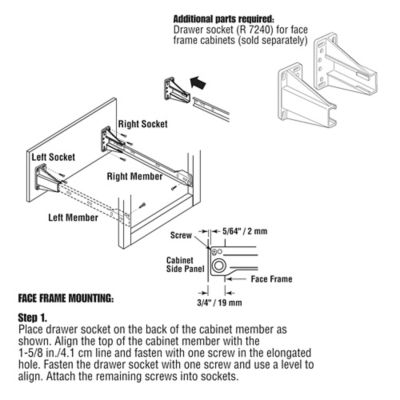 Image showing  Steel and Plastic Self-Closing Drawer Slide Kit for Drawer Systems, 17-3/4 Inch Tracks, White, (1 Pair), R 7211