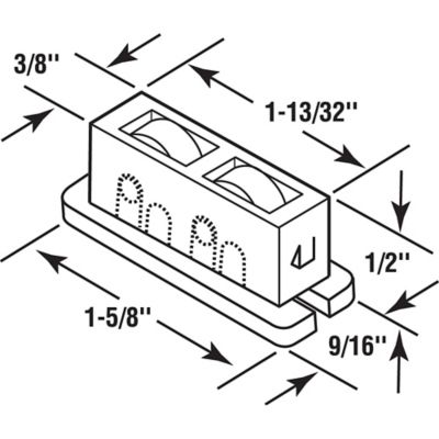 Image showing  Sliding Window Roller Assembly, Nylon Rollers, 2 pk., G 3208