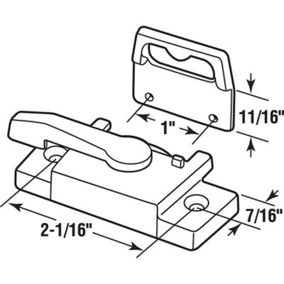 Image showing  Sash Lock with Face-Mount Keeper, 2-1/4 in. Hc, for Vertical Sliding Windows, Diecast Zinc, White, F 2767