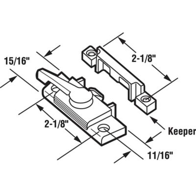 Image showing  Sash Lock, 2-1/8 in. Hole Centers, Fits Single and Double Hung Windows, Diecast, White, F 2554