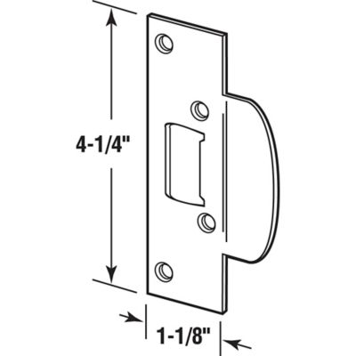 Image showing  Security Latch Strike, 1-1/8 in. x 4-1/4 in., Stamped Steel Construction, Antique Brass-Plated Finish, U 9424