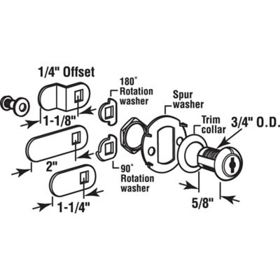 Image showing  Diecast Keyed Alike Drawer and Cabinet Lock for 5/16in. Max Panel Thickness, Stainless Steel (Set of 1), U 9941KA