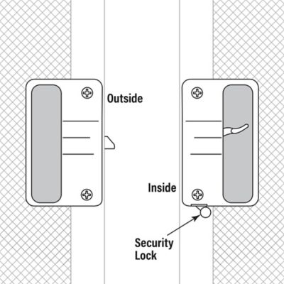 Image showing  Black Plastic Screen Door Latch and Pull with Security Lock, for Anjac Doors, A 108