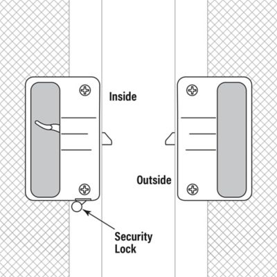 Image showing  Black Plastic Screen Door Latch and Pull with Security Lock, for Anjac Doors, A 108