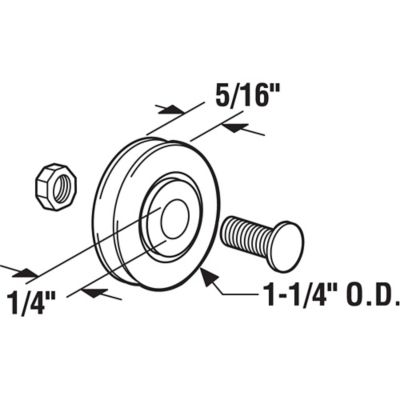 Image showing  1/4 in. Inside Diameter x 1-1/4 in. Outside Diameter, Steel Unfinished Roller, 2 pk., D 1502