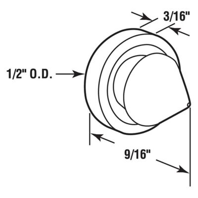 Image showing  Door Silencers, 1/2 in., Rubber, Gray, Used on Metal Jambs, 100 pk.