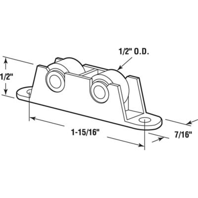 Image showing  Nylon Housing with Nylon Rollers, Sliding Window Roller Assembly, 2 pk., G 3176