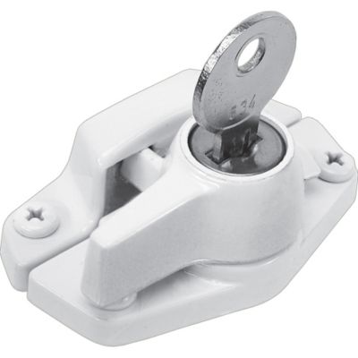 Prime-Line Keyed Sash Lock for Aluminum, Vinyl Or Wood Double-Hung Windows, 2 in. Hc, Heavy-Duty Zinc, White, U 9928