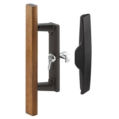 Prime-Line Sliding Glass Door Handle Set, 3-15/16 in., Diecast and Wood, Black, C 1259