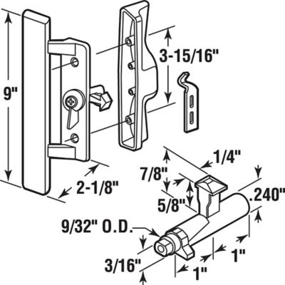 Image showing  Sliding Glass Door Handle Set, 3-15/16 in., Diecast and Wood, Black, C 1259