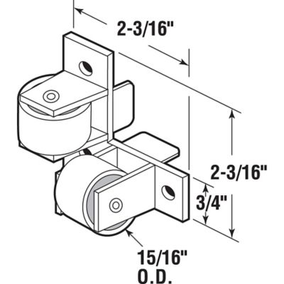 Image showing  15/16 in., White Nylon Drawer Guide Twin Roller Assembly, 2 pk., R 7218