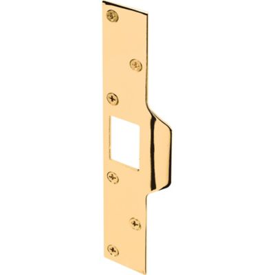 Prime-Line Maximum Security Latch Strike, 1-1/4 in. x 7-7/8 in., Steel, Brass, MP9426