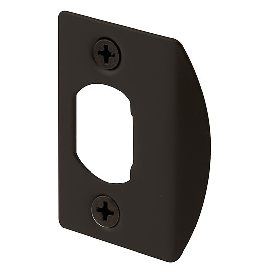 Door Latch Strike Plate, Steel Construction, Classic Bronze Finish Door Latch Strike Plate, Steel Construction, Classic Bronze Finish