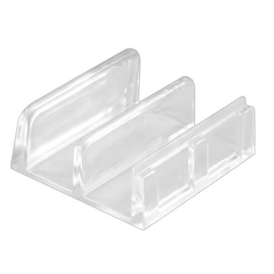 Prime-Line Sliding Shower Door Bottom Guide, 1/2 in. Channels, Plastic Construction, Clear, Adhesive Backing, 2 pk., M 6059