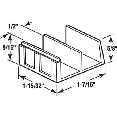 Image showing  Sliding Shower Door Bottom Guide, 1/2 in. Channels, Plastic Construction, Clear, Adhesive Backing, 2 pk., M 6059