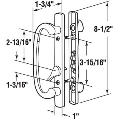 Image showing  Mortise Style Sliding Patio Door Handle Set, Satin Nickel, Non-Keyed, Fits 3-15/16 in. Hole Spacing 1 Set, C 1282