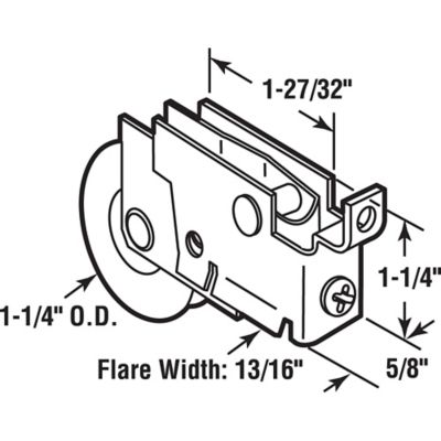 Image showing  Single 1-1/4 in. Steel Ball Bearing Roller, F-Tab Style, Adjustable, D 1519