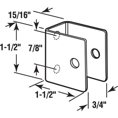Image showing  U-Bracket, for 3/4 in. Panels, Stainless Steel Construction, Satin Finish