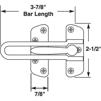 Image showing  Swing Bar Lock for Hinged Swing-In Doors, 3-7/8 in. Bar Length, Diecast Zinc, Classic Bronze, U 10309