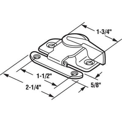 Image showing  Sash Lock, 1-3/4 and 1-1/2 in. Hc, Fits Single/Double Hung Wood Windows, Stamped Steel, White, F 2618