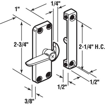Image showing  Die-Cast Black Right-Hand Sliding Screen Door Latch, A 104