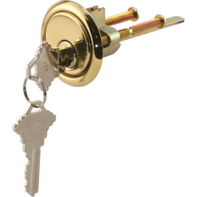 Prime-Line Brass Diecast, Rim Cylinder Lock with Trim Ring, 5 Pin, GD 52139