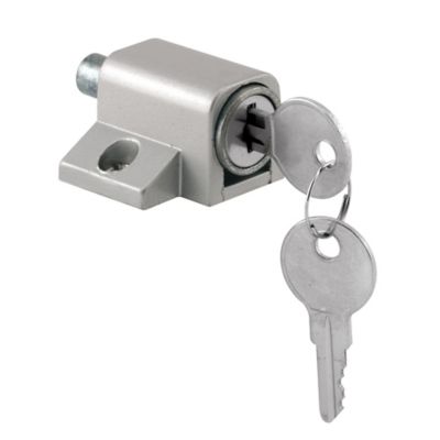Prime-Line Sliding Door Keyed Lock, Push-In, Painted Diecast Case, Aluminum Finish, U 9861
