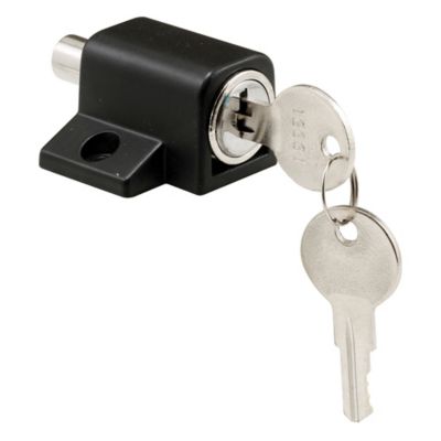 Prime-Line Push-In Sliding Door Keyed Lock, 1 in., Diecast and Steel Components, Black Painted Finish, S 4005