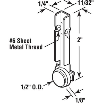 Image showing  1/2 in. Diameter Nylon Roller Sliding Window Roller Assembly, 2 pk., G 3077