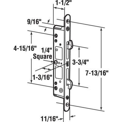 Image showing  7/32 in. sq. Drive Multi Point Sliding Door Mortise Latch, E 2192