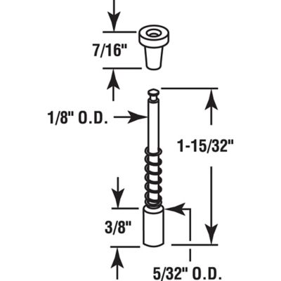 Image showing  Screen Plunger Latch for 3/8 in. to 7/16 in. x 3/4 in. Frame, Diecast, 6 pk., PL 7925