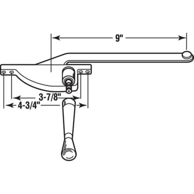 Image showing  9 in. Aluminum Diecast, Casement Operator, Left Hand, Teardrop Type, H 3502